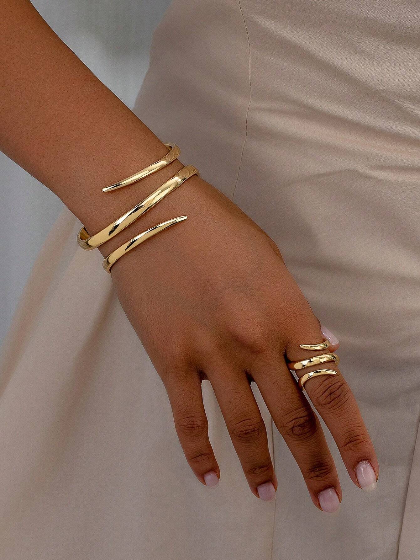 Evelyn – Statement Water Drop Bangle & Ring Set