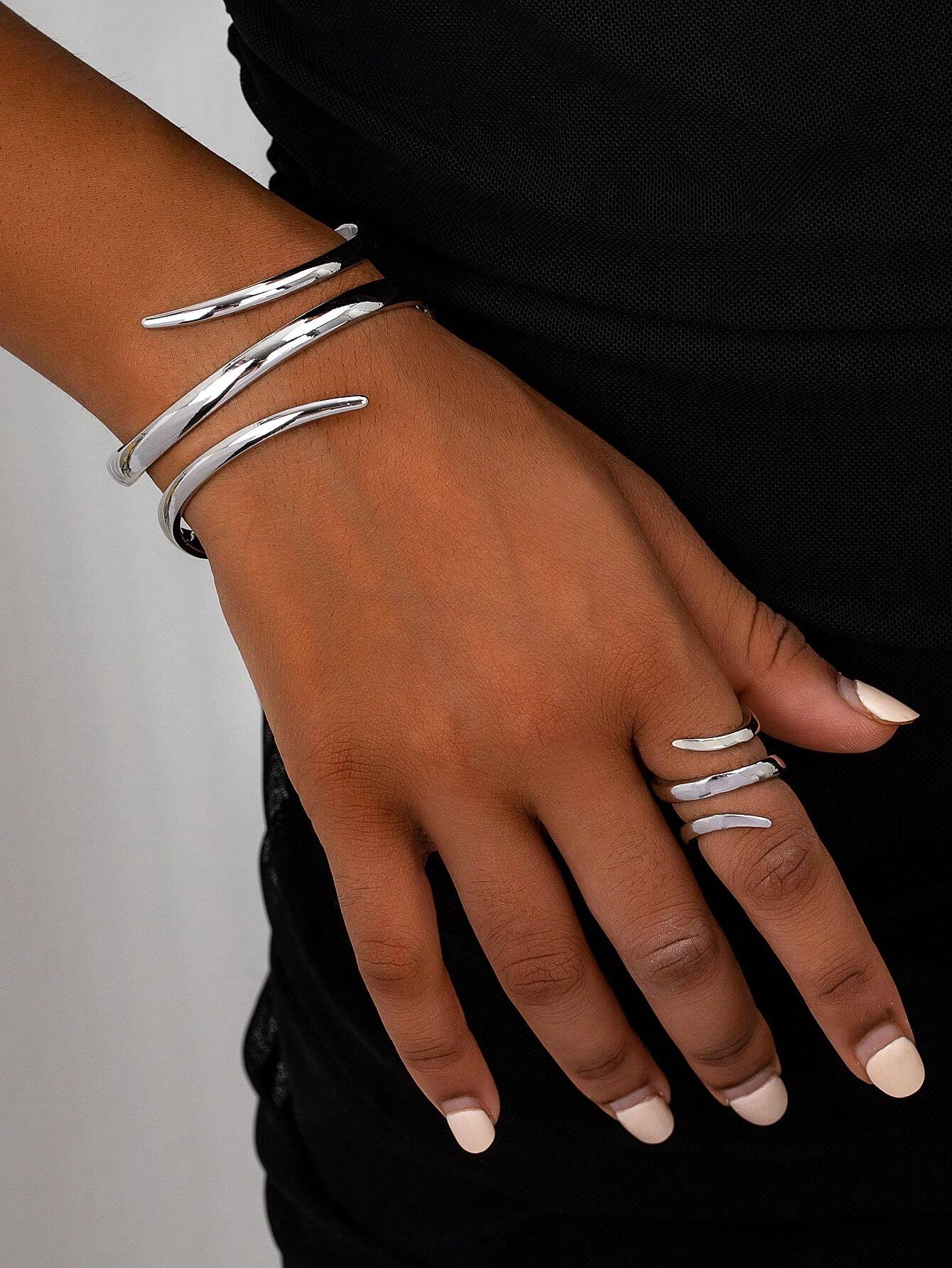 Evelyn – Statement Water Drop Bangle & Ring Set