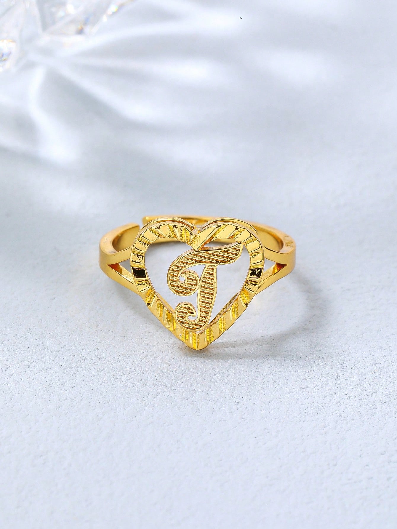 Evelyn – Vintage Letter Adjustable Ring for Couples