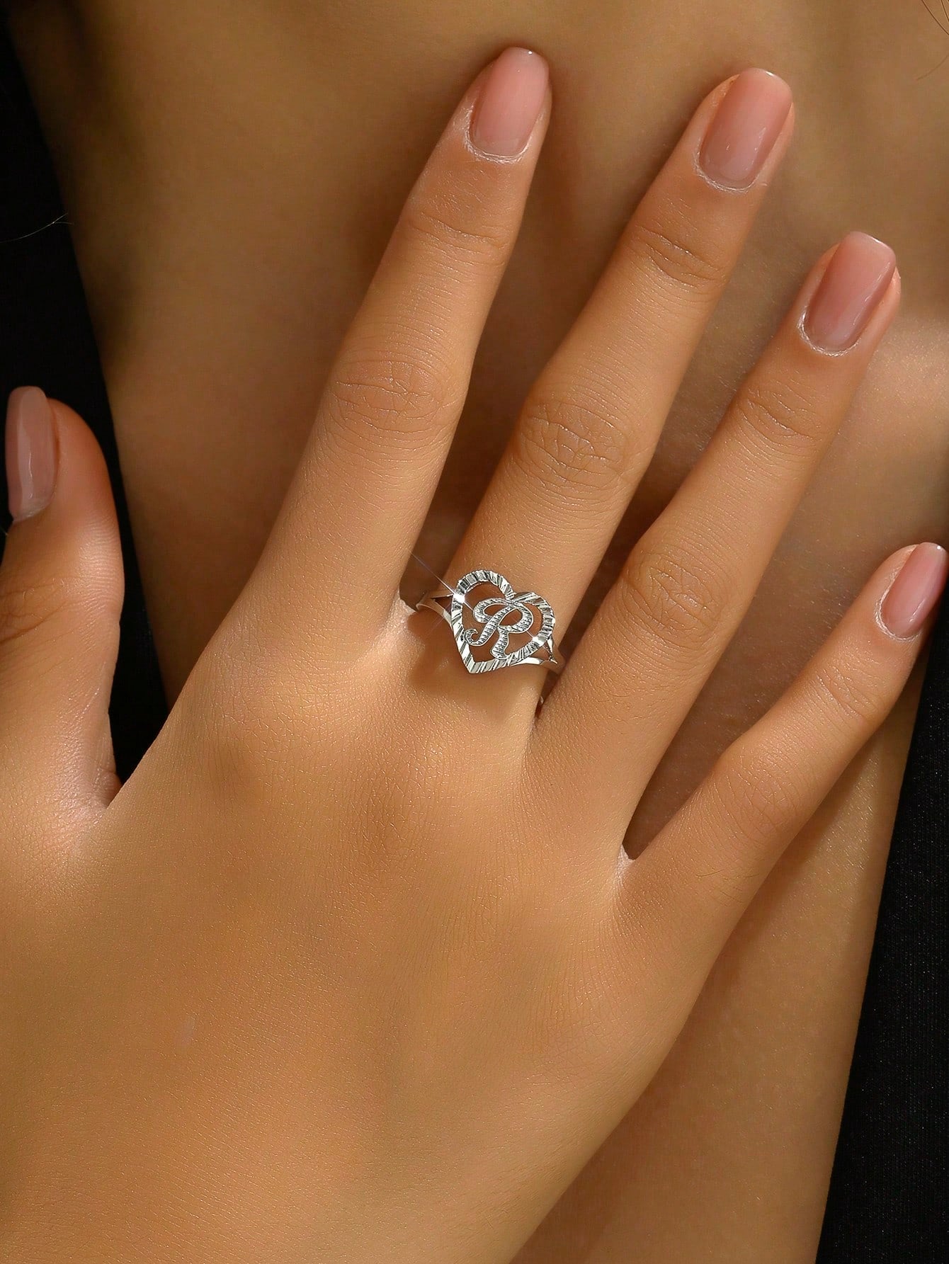 Evelyn – Vintage Letter Adjustable Ring for Couples