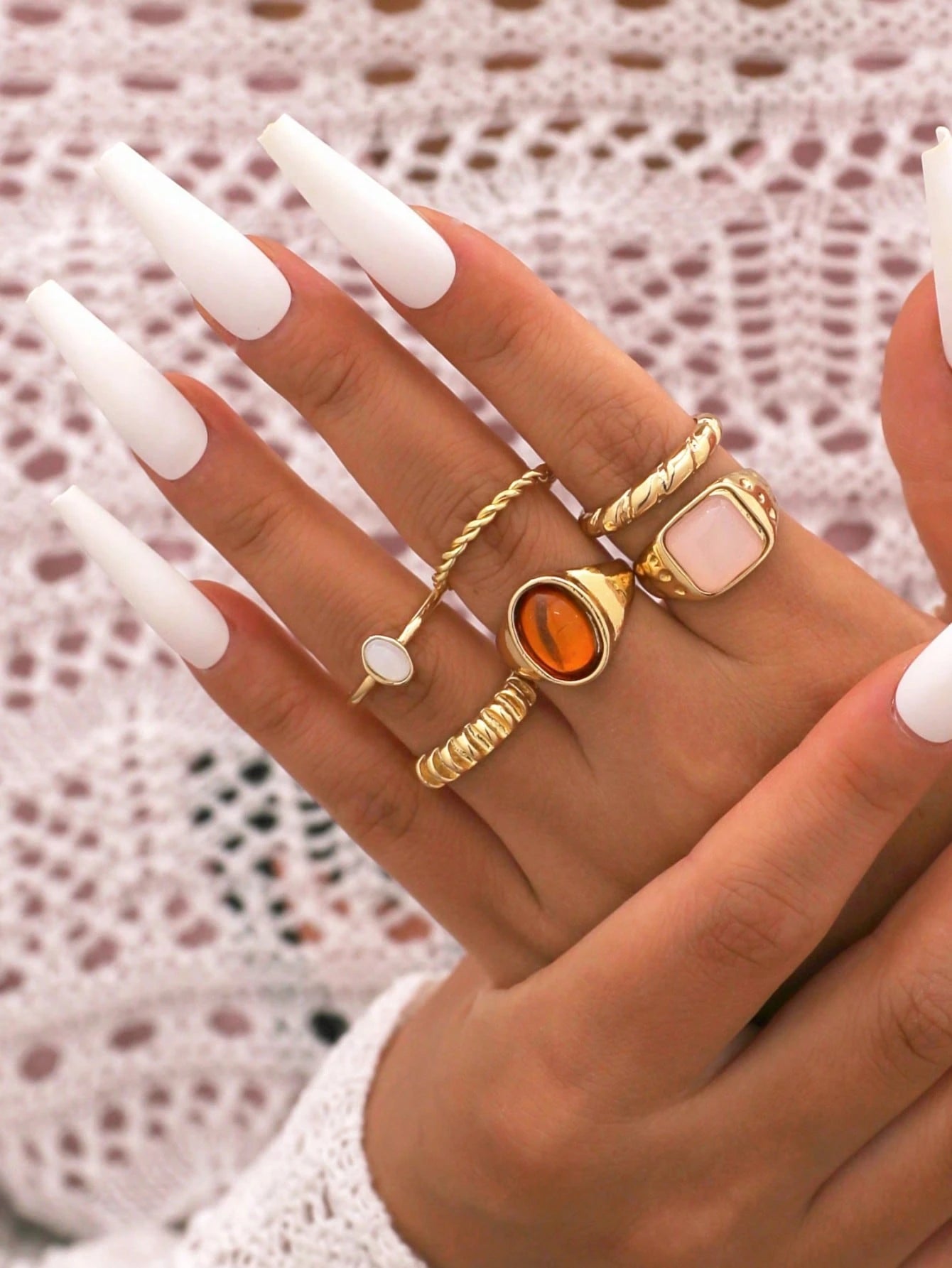 Evelyn – Boho Geometric Gold Ring Set