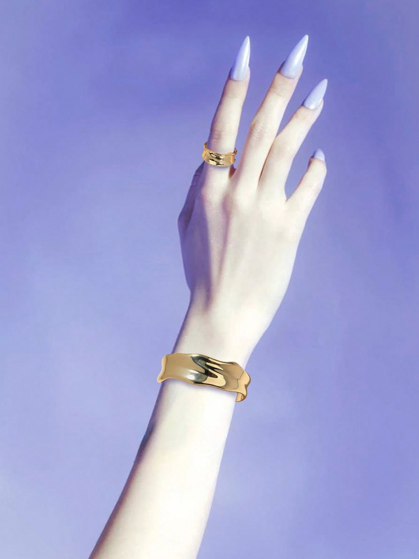 Evelyn – Statement Water Drop Bangle & Ring Set