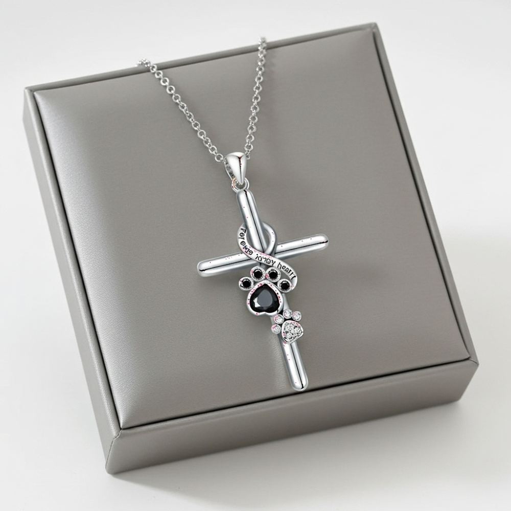 Evelyn – Paw & Cross Symbol Necklace for Pet Lovers