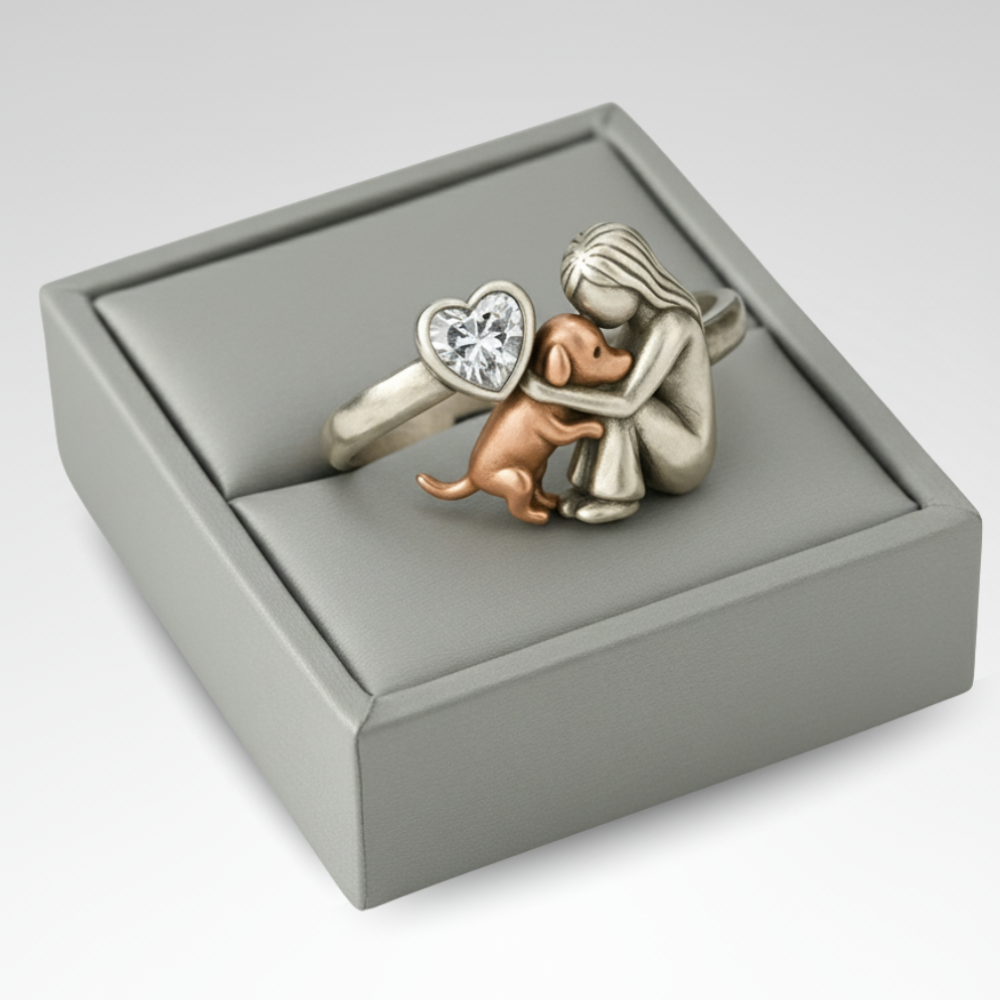 Evelyn – Heart Zirconia Dog Ring with Adjustable Fit