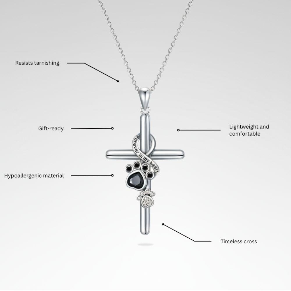 Evelyn – Paw & Cross Symbol Necklace for Pet Lovers