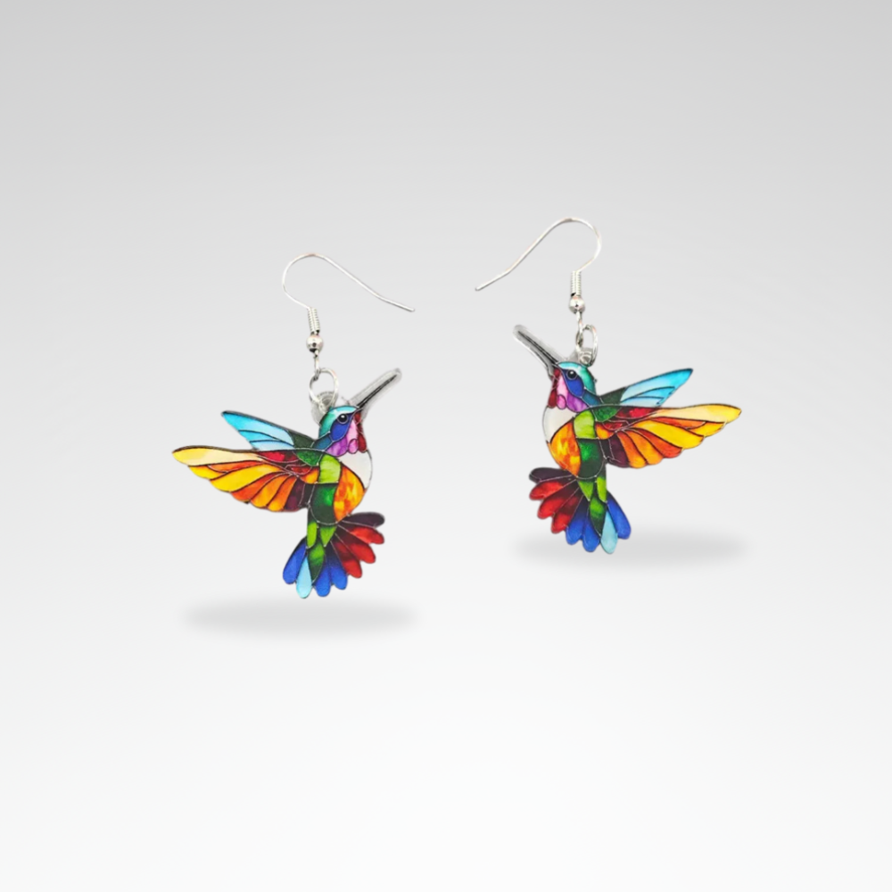 Evelyn – Bright Hummingbird Dangle Earrings