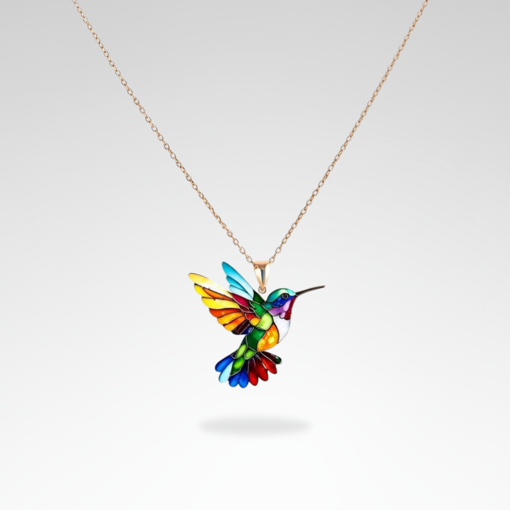 Evelyn – Colorful Artistic Hummingbird Necklace