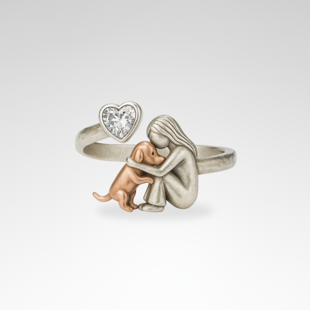 Evelyn – Heart Zirconia Dog Ring with Adjustable Fit