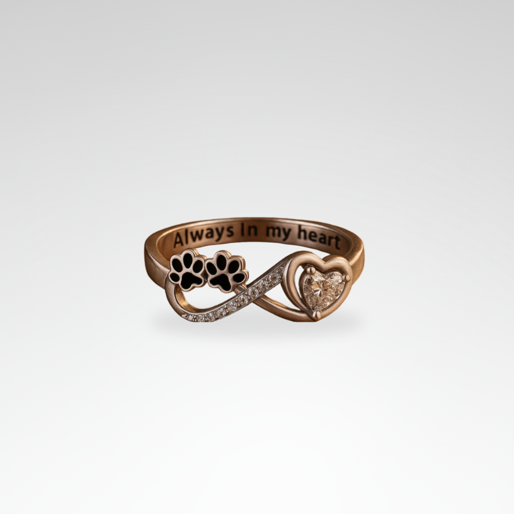Evelyn – Sparkling Paw & Heart Infinity Ring