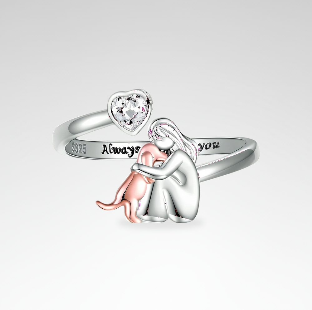 Evelyn – Sterling Silver Adjustable Dog Ring with Gemstone Accent