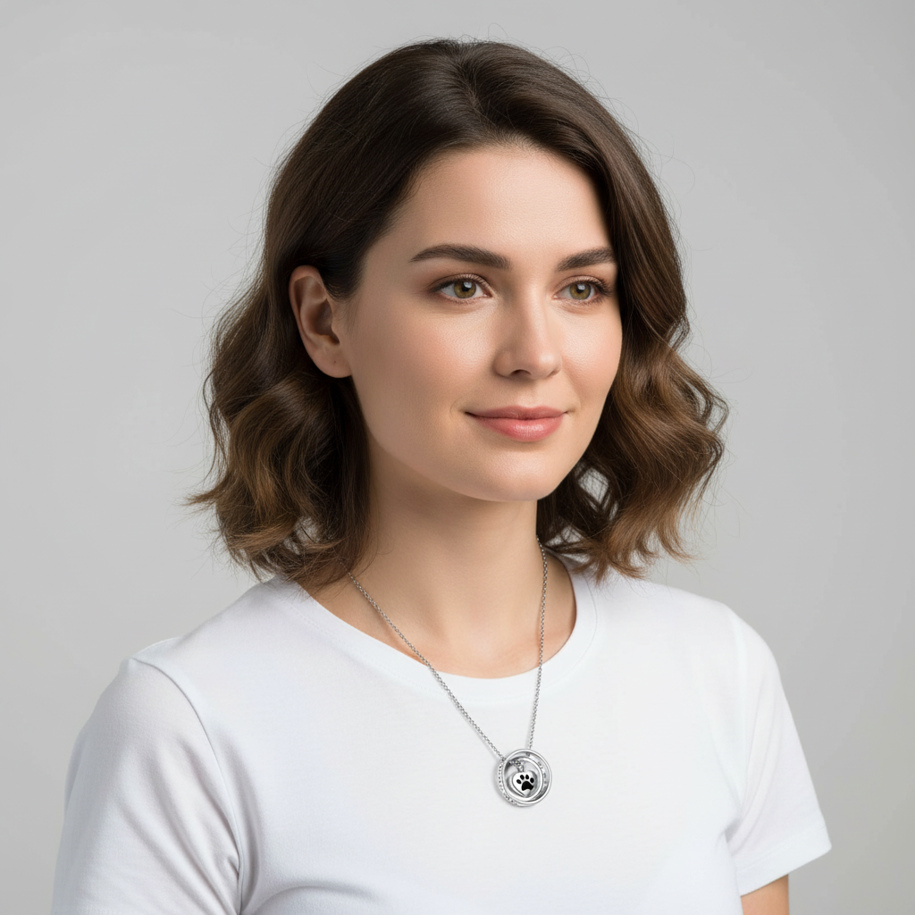 Evelyn – Stainless Steel Memorial Paw Urn Necklace