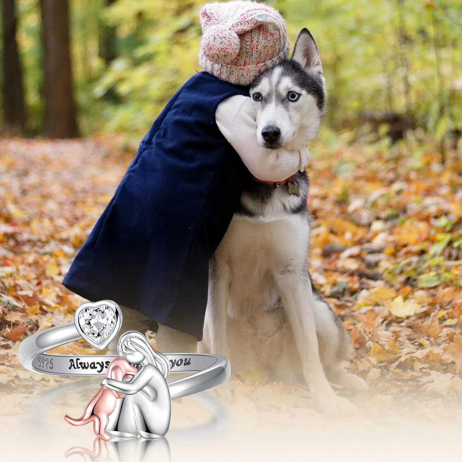 Evelyn – Sterling Silver Adjustable Dog Ring with Gemstone Accent