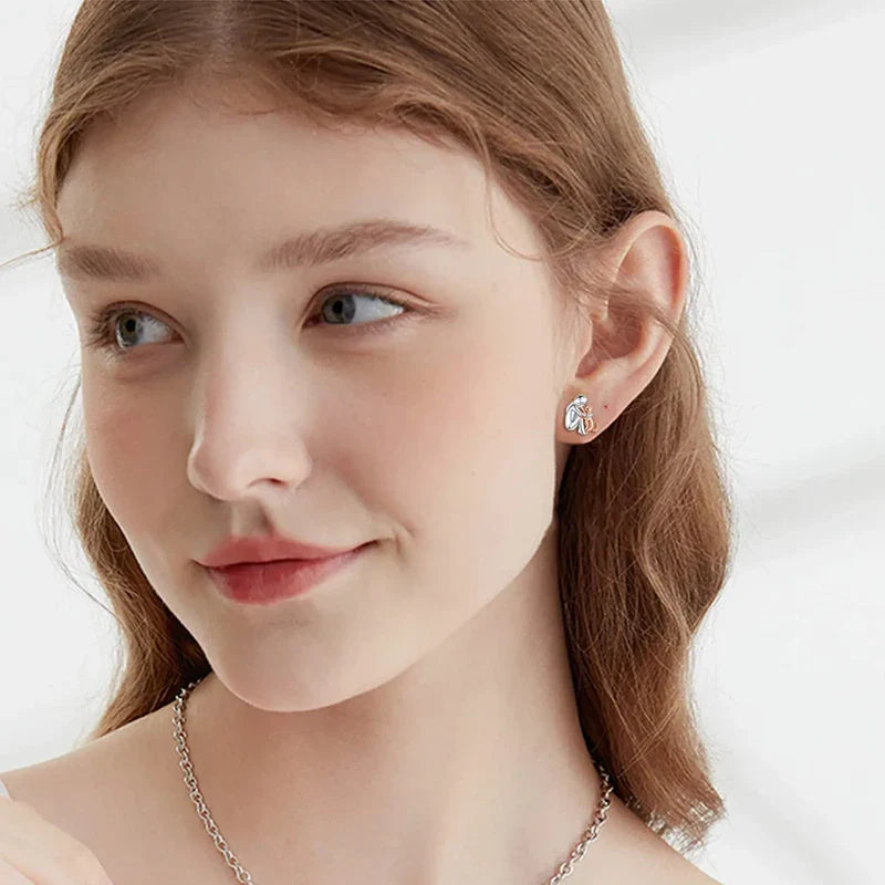 Evelyn – Lightweight Two-Tone Cat Hug Earrings for Cat Moms