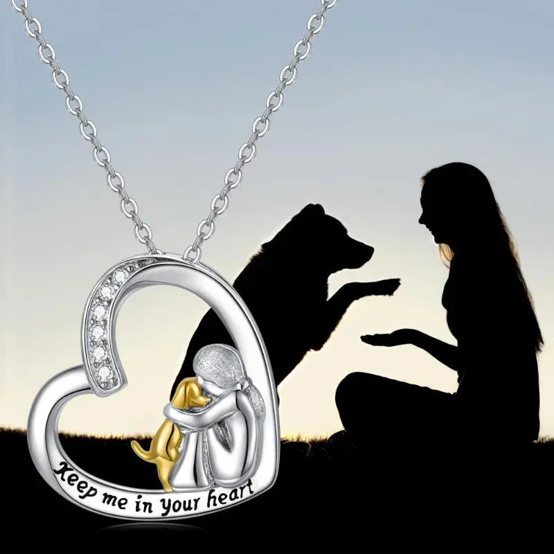 Evelyn – Sparkling Heart & Dog Necklace for Pet Lovers