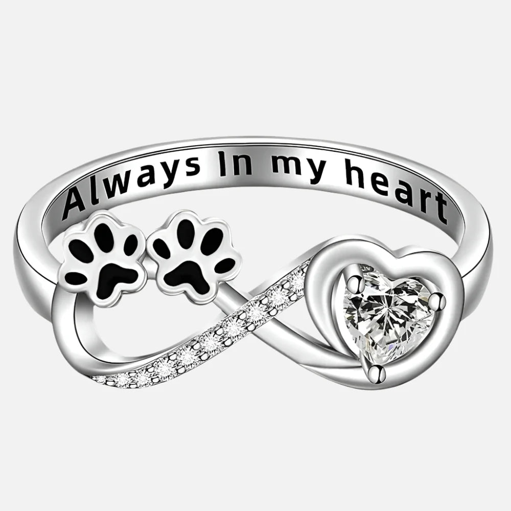 Evelyn – Sparkling Paw & Heart Infinity Ring