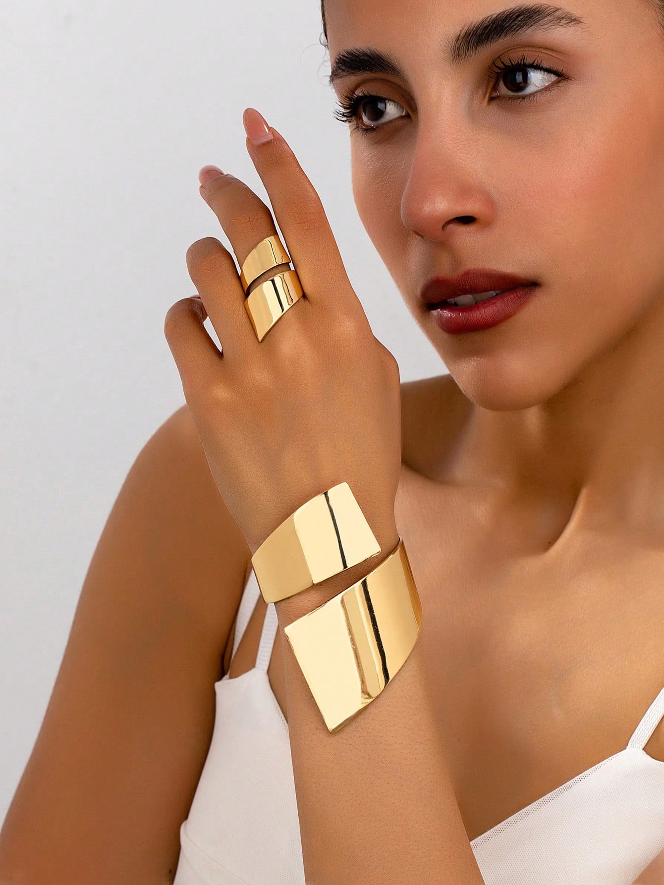 Evelyn – Statement Water Drop Bangle & Ring Set