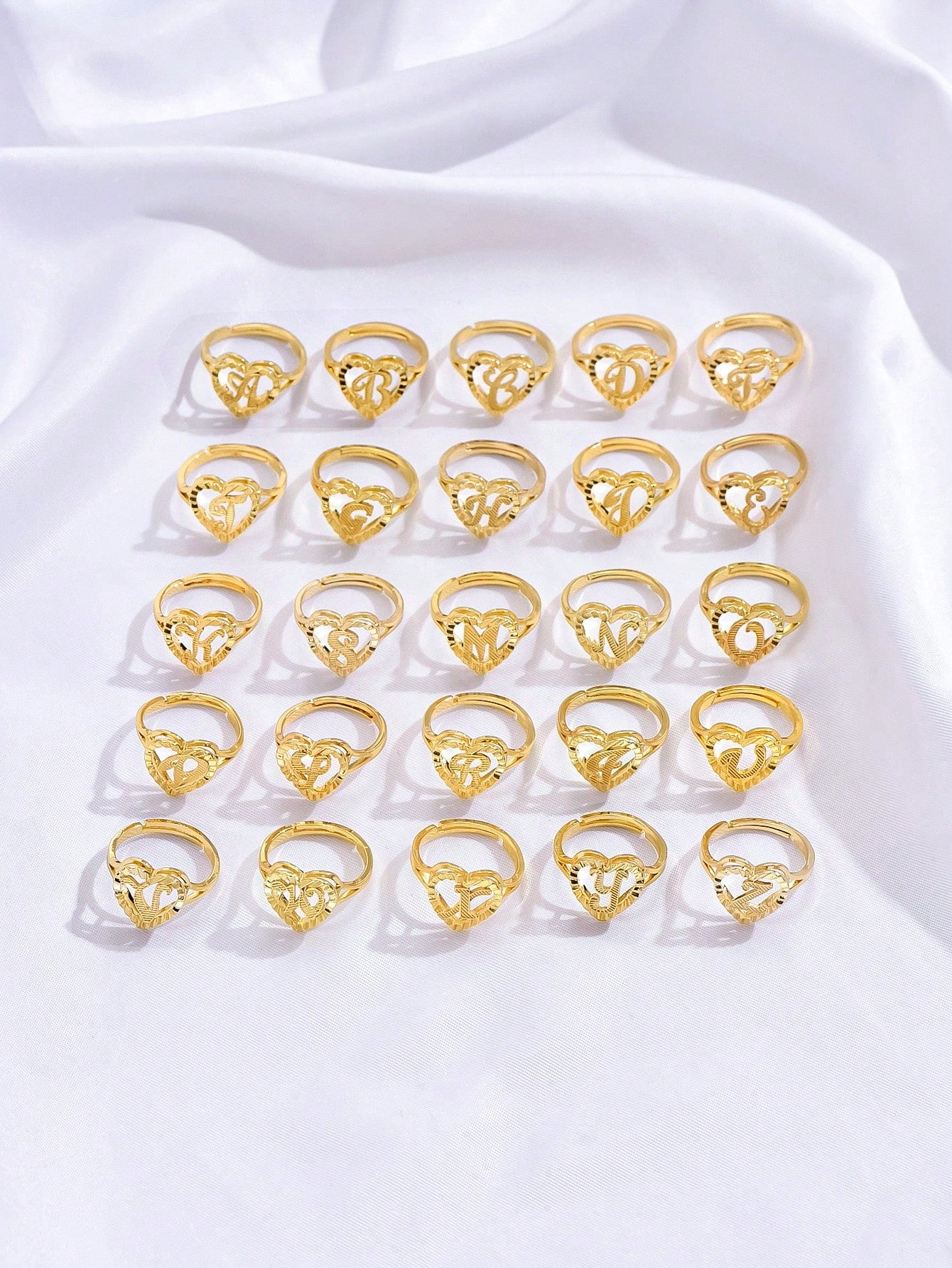 Evelyn – Vintage Letter Adjustable Ring for Couples