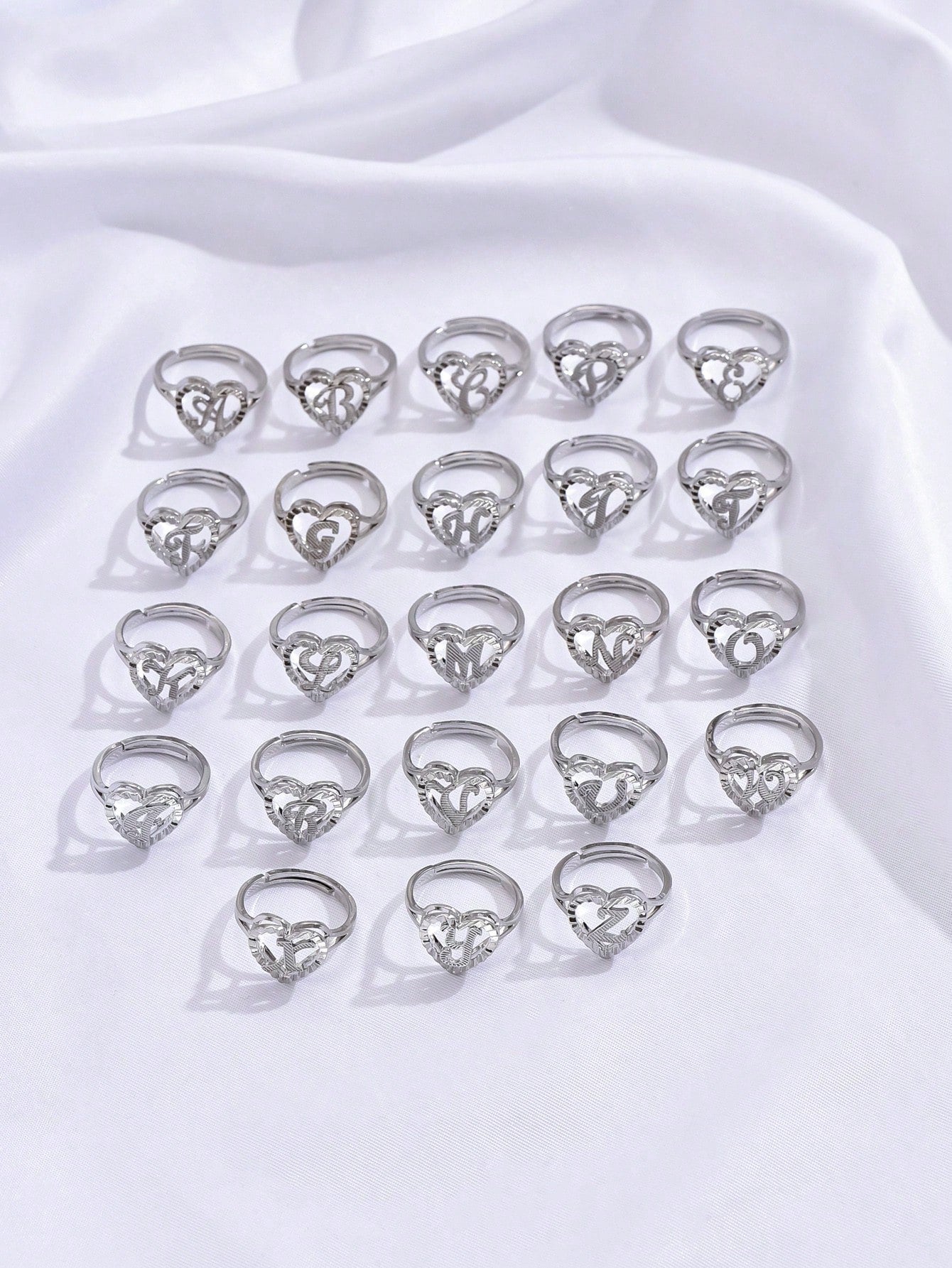 Evelyn – Vintage Letter Adjustable Ring for Couples