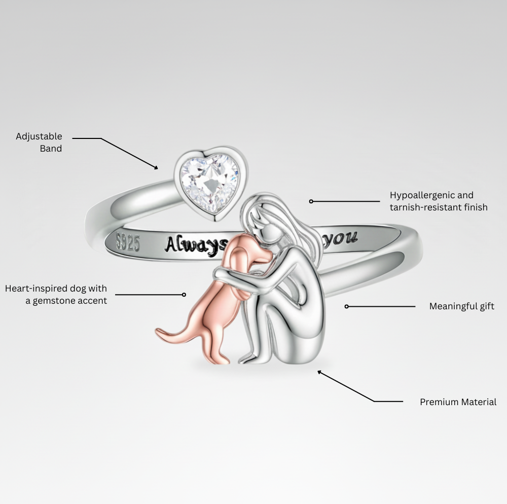 Evelyn – Sterling Silver Adjustable Dog Ring with Gemstone Accent