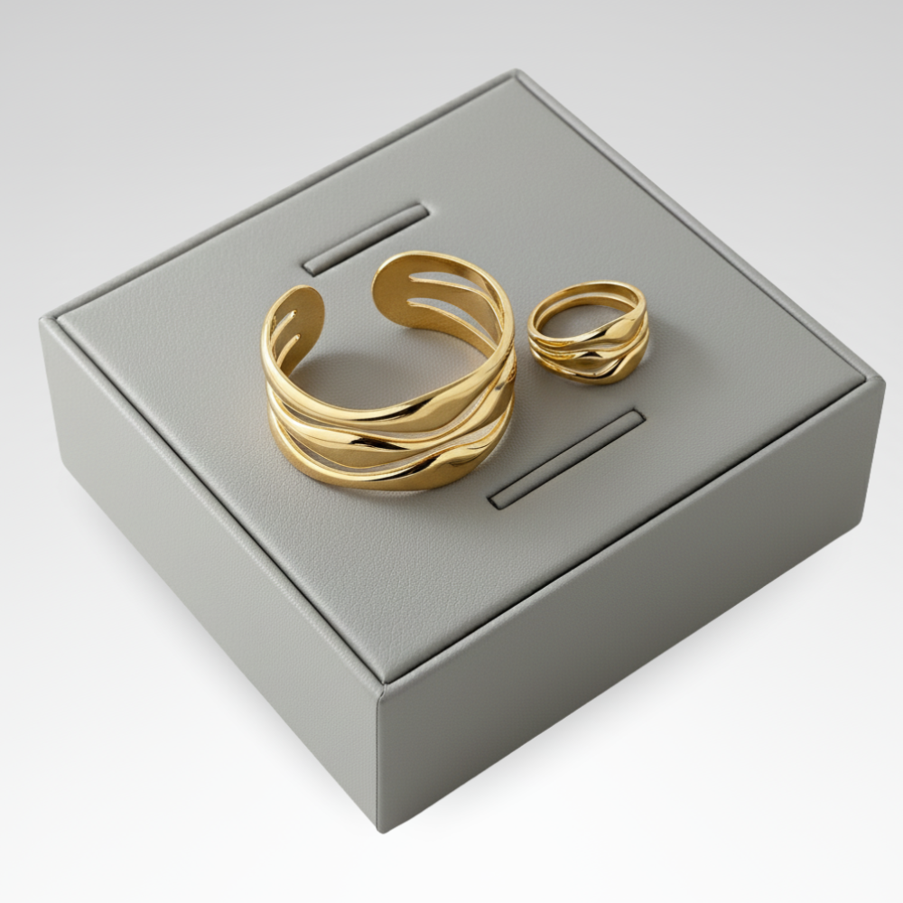 Evelyn – Statement Water Drop Bangle & Ring Set