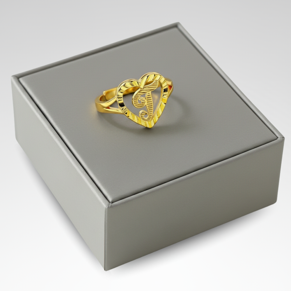 Evelyn – Vintage Letter Adjustable Ring for Couples