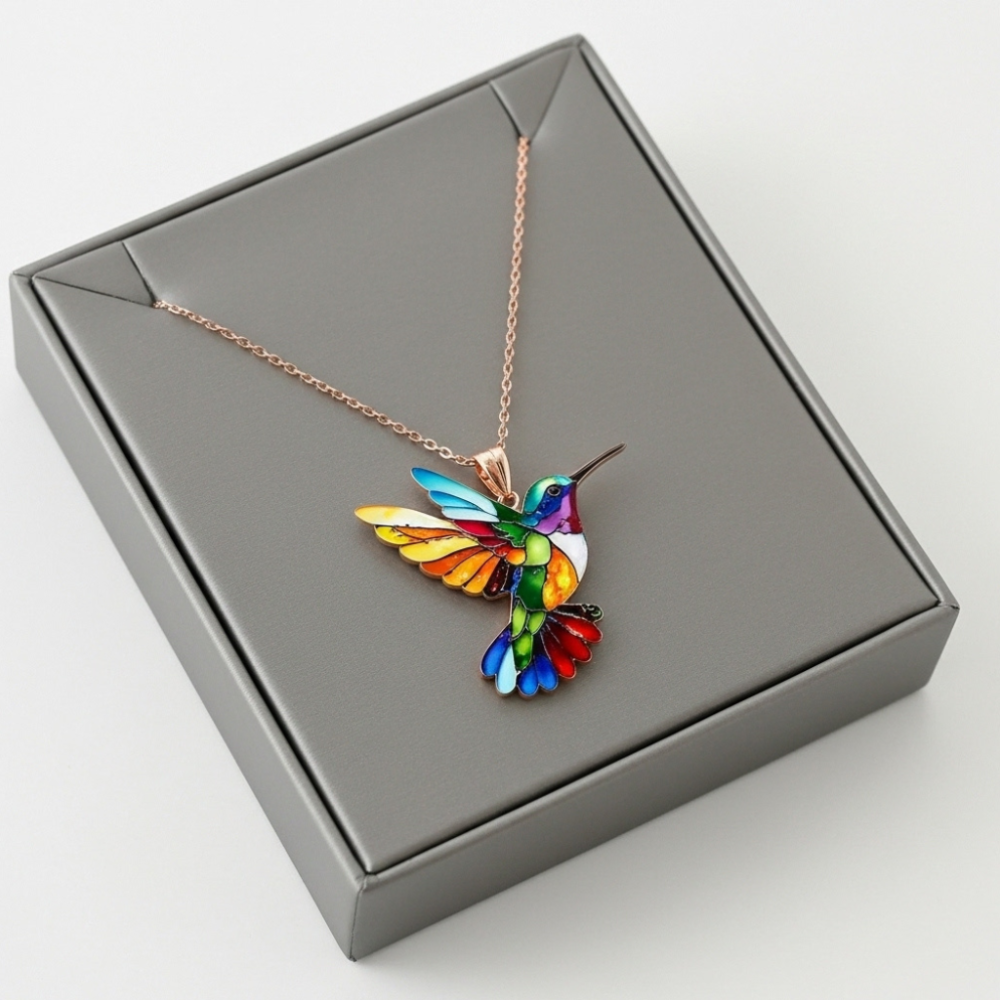 Evelyn – Colorful Artistic Hummingbird Necklace