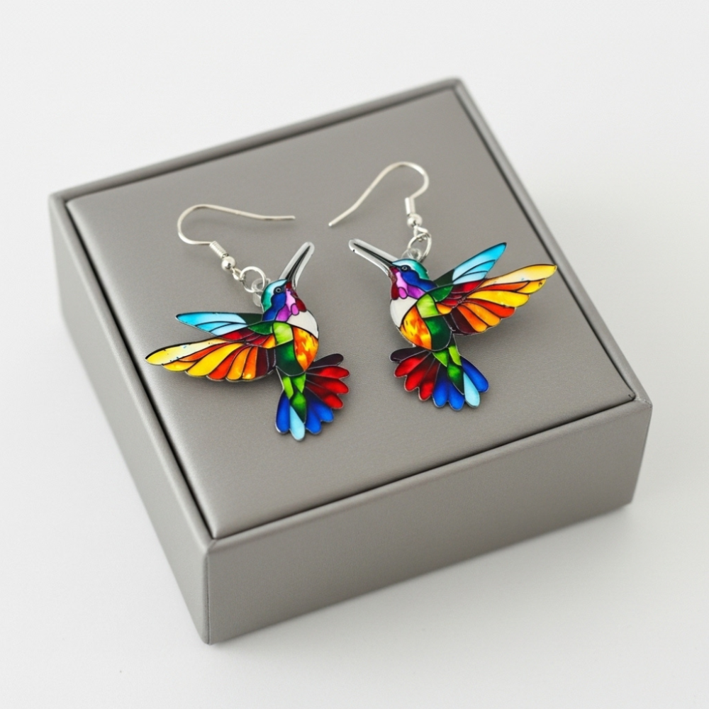 Evelyn – Bright Hummingbird Dangle Earrings