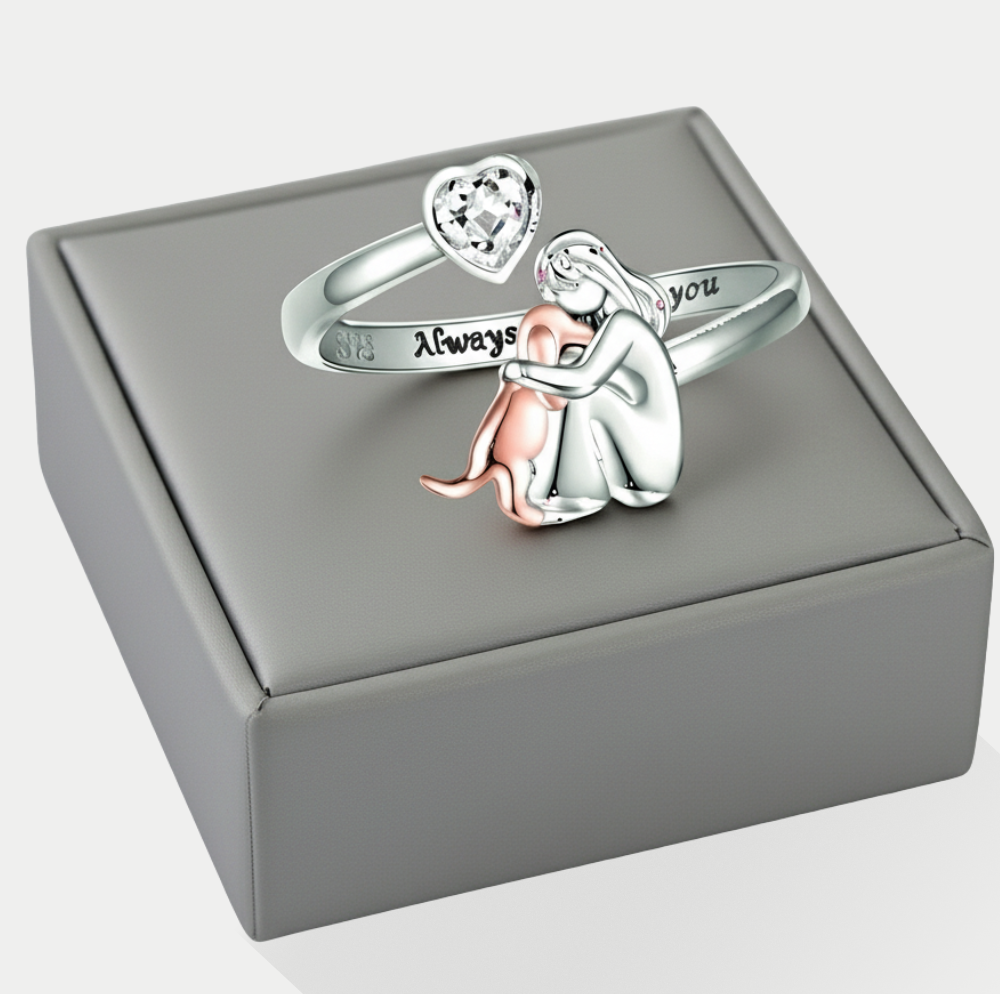 Evelyn – Sterling Silver Adjustable Dog Ring with Gemstone Accent