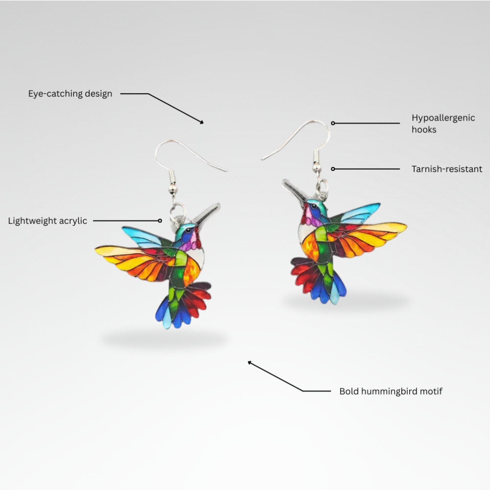 Evelyn – Bright Hummingbird Dangle Earrings