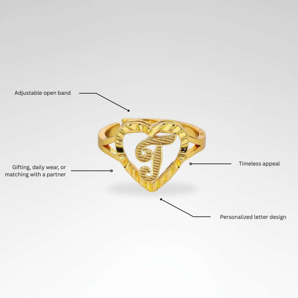 Evelyn – Vintage Letter Adjustable Ring for Couples