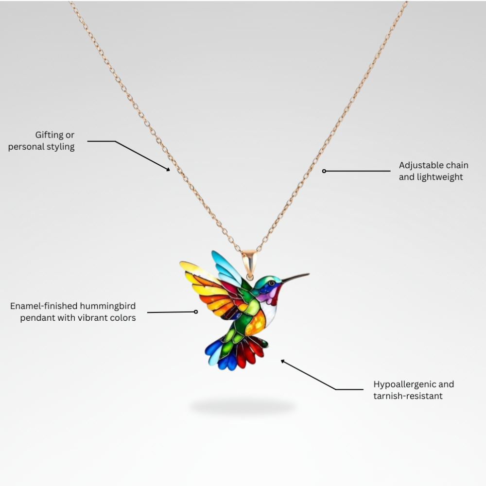 Evelyn – Colorful Artistic Hummingbird Necklace