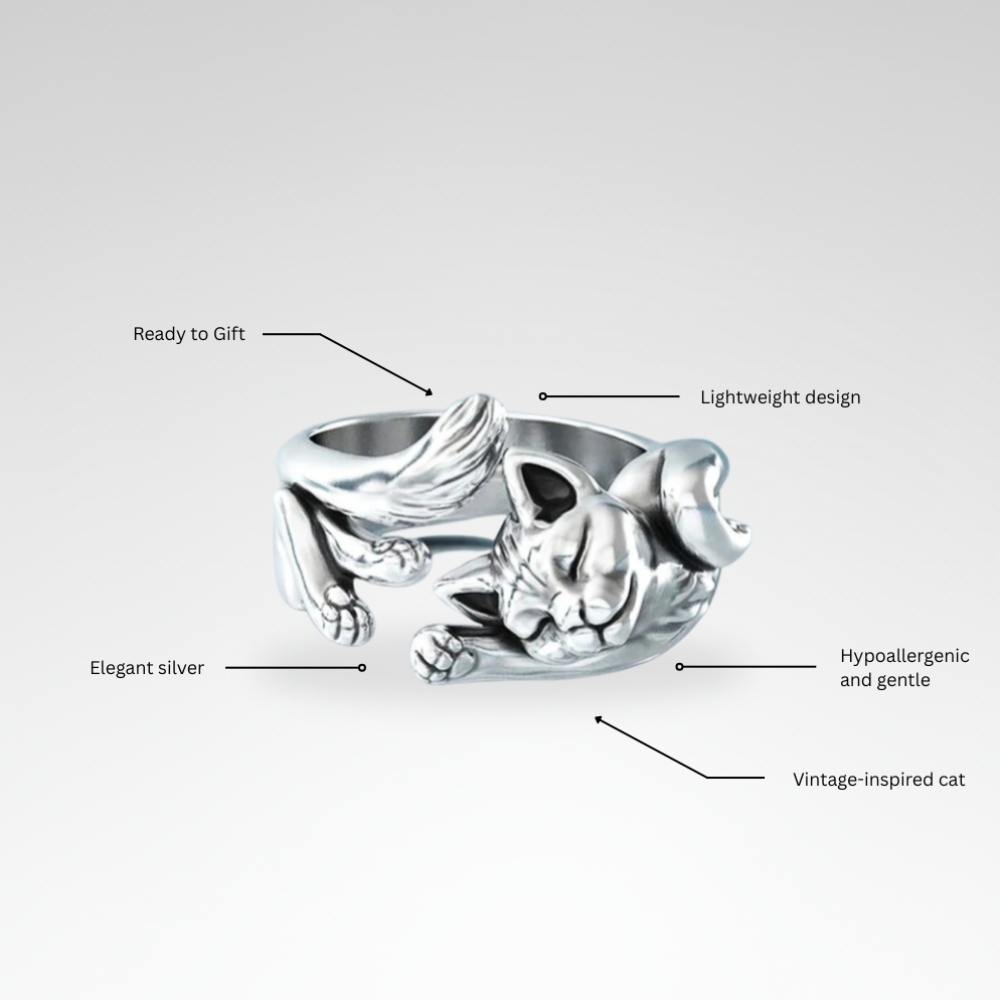 Evelyn – Silver Vintage Cat Ring for Pet Lovers