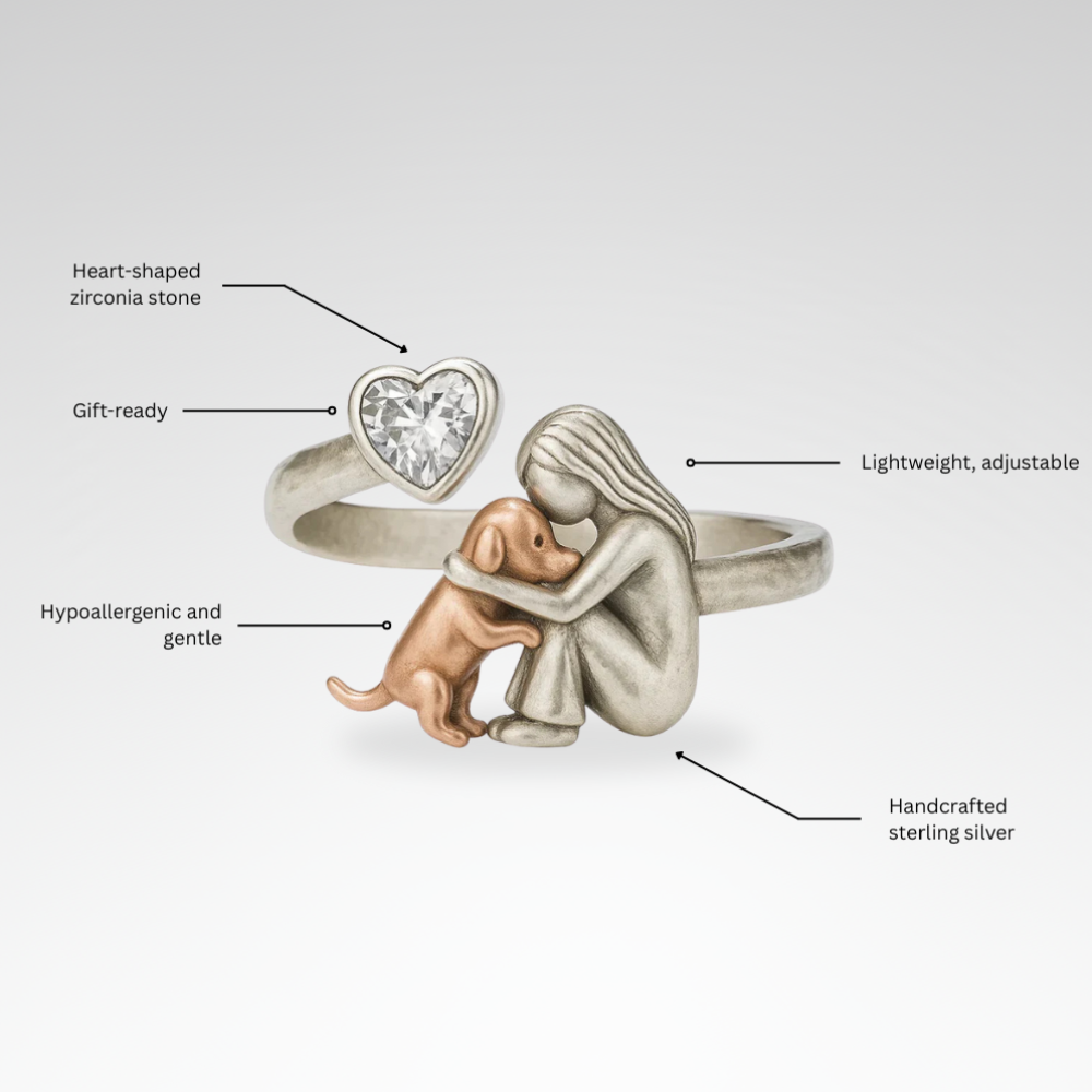 Evelyn – Heart Zirconia Dog Ring with Adjustable Fit