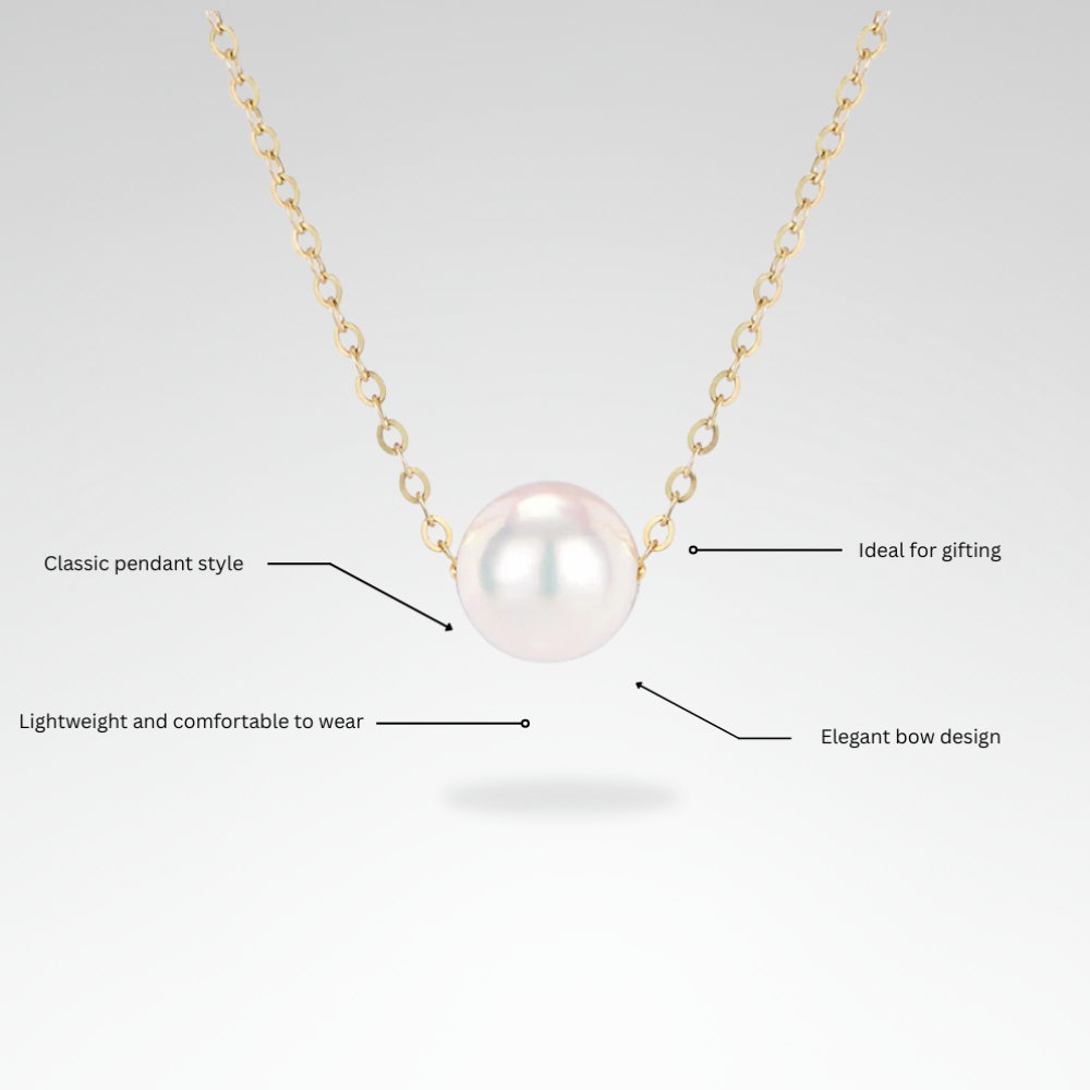 Evelyn – Classic Pearl Bow Pendant Necklace