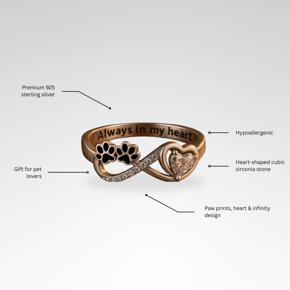 Evelyn – Sparkling Paw & Heart Infinity Ring