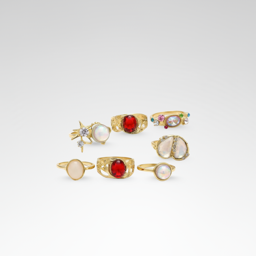 Evelyn – Boho Geometric Gold Ring Set