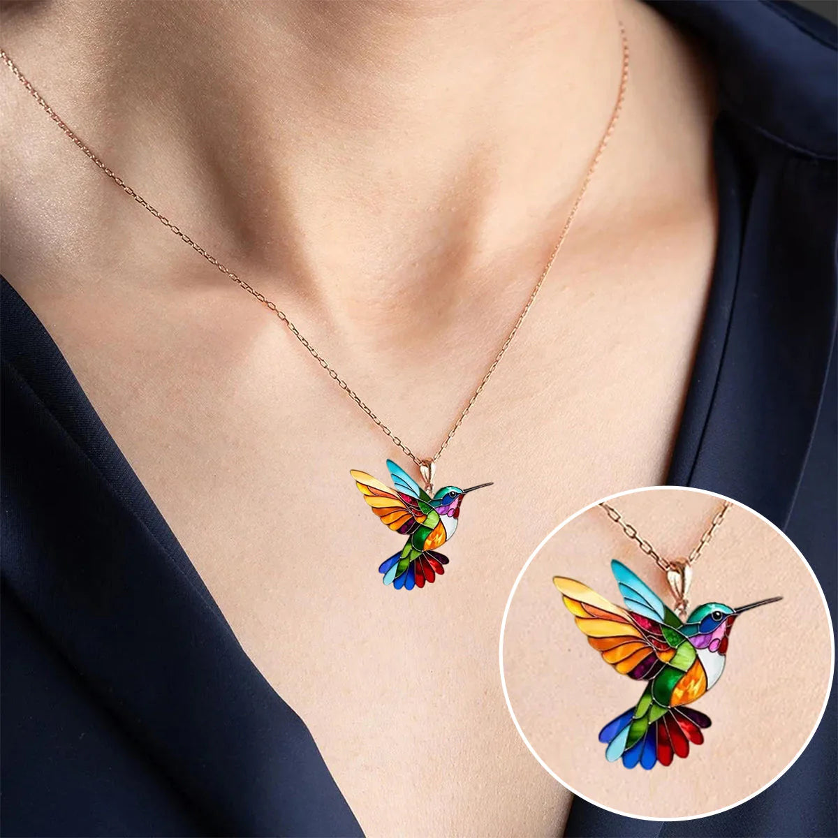Evelyn – Delicate Hummingbird Necklace & Earrings Set