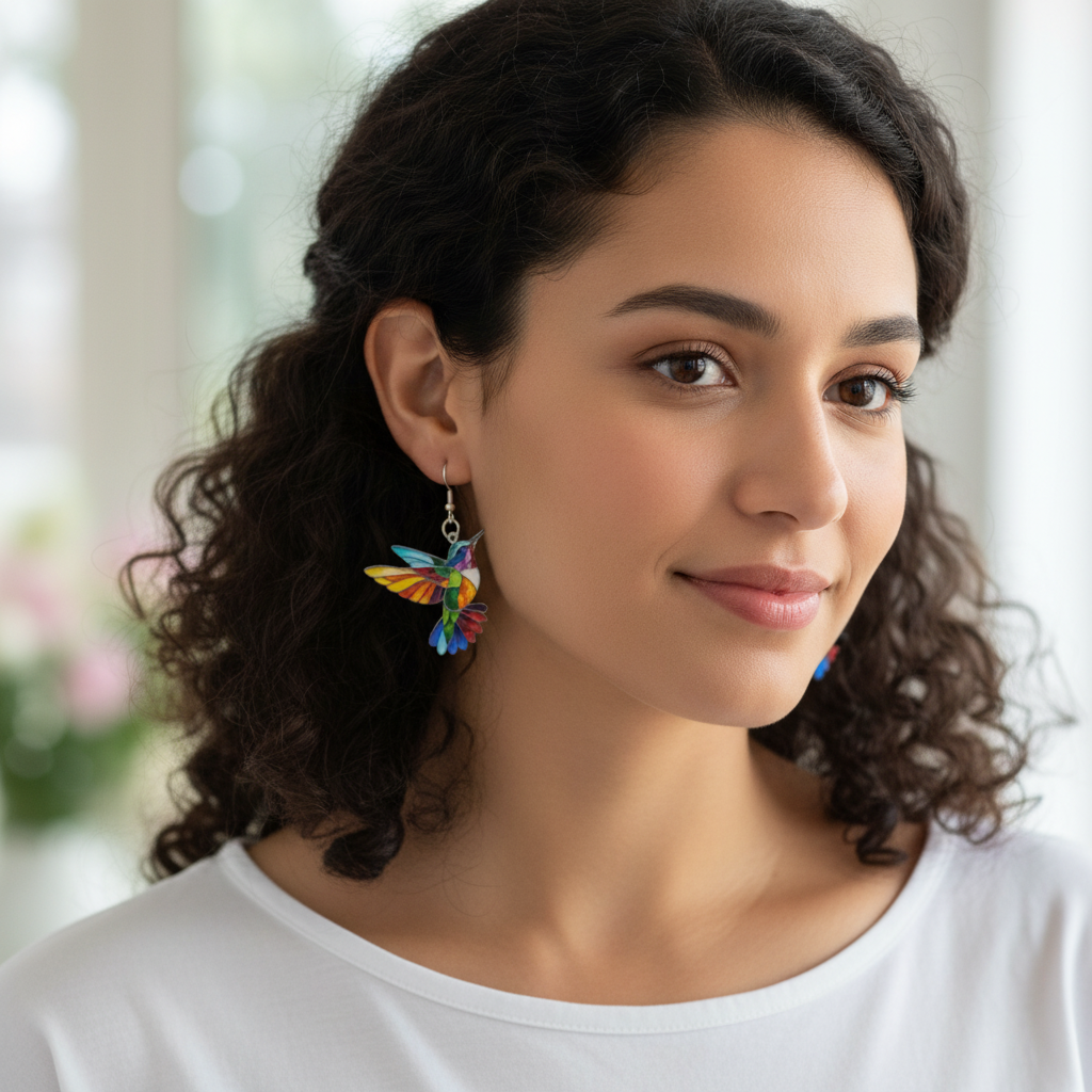 Evelyn – Bright Hummingbird Dangle Earrings
