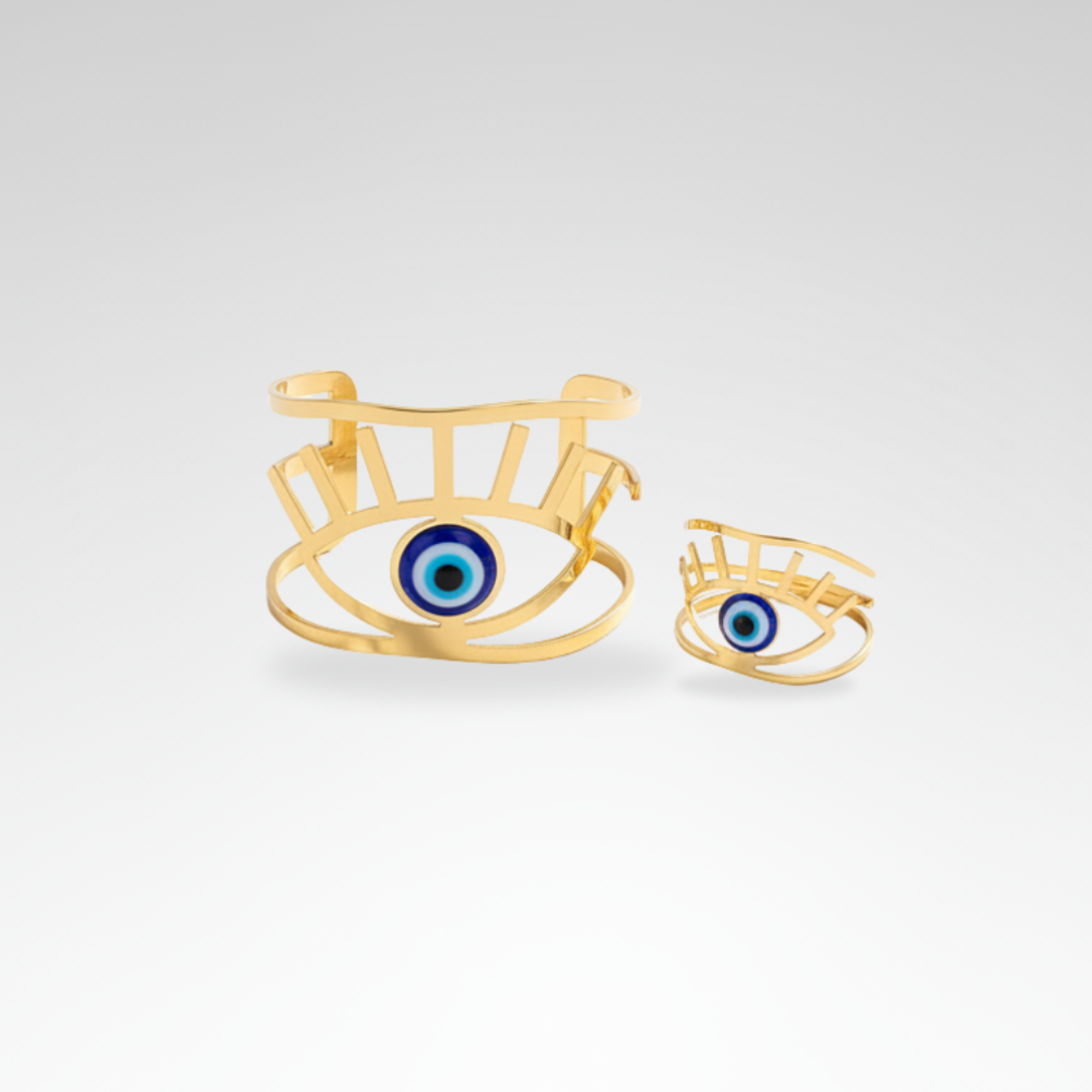 Evelyn – Statement Water Drop Bangle & Ring Set