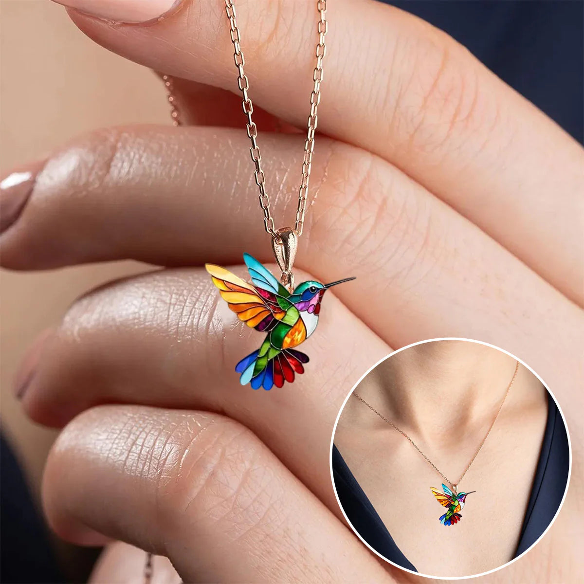 Evelyn – Delicate Hummingbird Necklace & Earrings Set