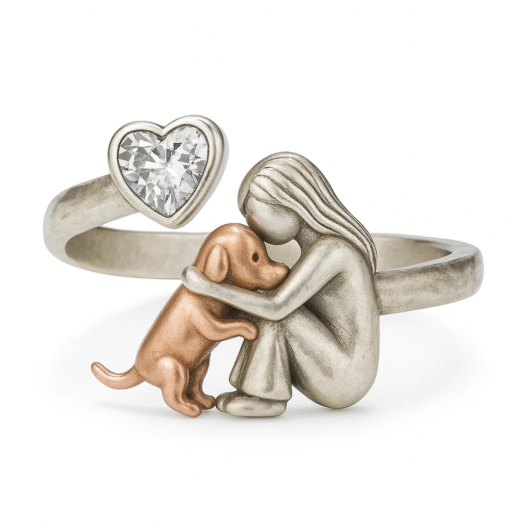 Evelyn – Heart Zirconia Dog Ring with Adjustable Fit