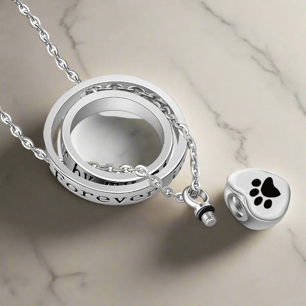 Evelyn – Stainless Steel Memorial Paw Urn Necklace