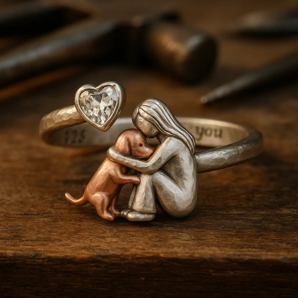 Evelyn – Heart Zirconia Dog Ring with Adjustable Fit