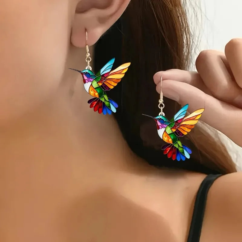 Evelyn – Bright Hummingbird Dangle Earrings