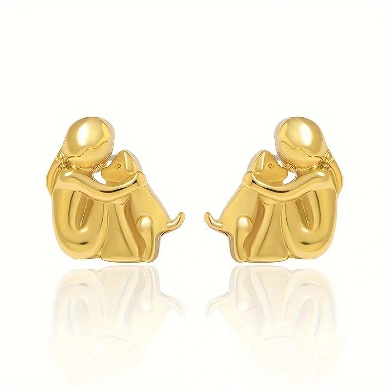 Evelyn – Two-Tone Embrace Earrings for Animal Lovers