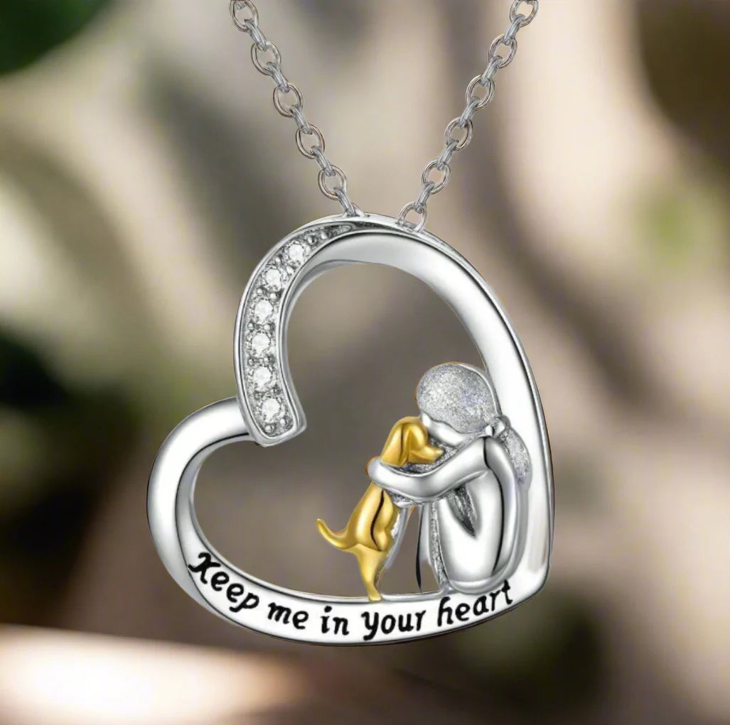 Evelyn – Sparkling Heart & Dog Necklace for Pet Lovers