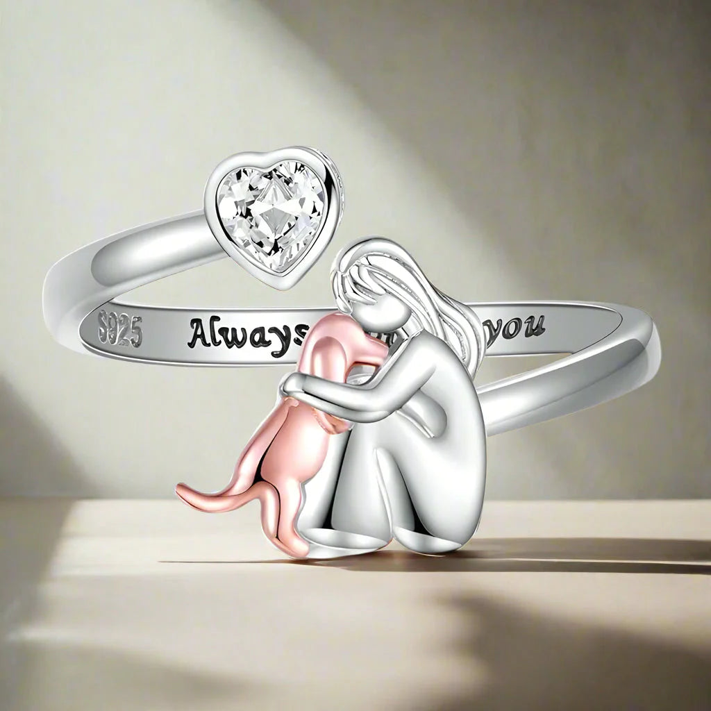 Evelyn – Sterling Silver Adjustable Dog Ring with Gemstone Accent