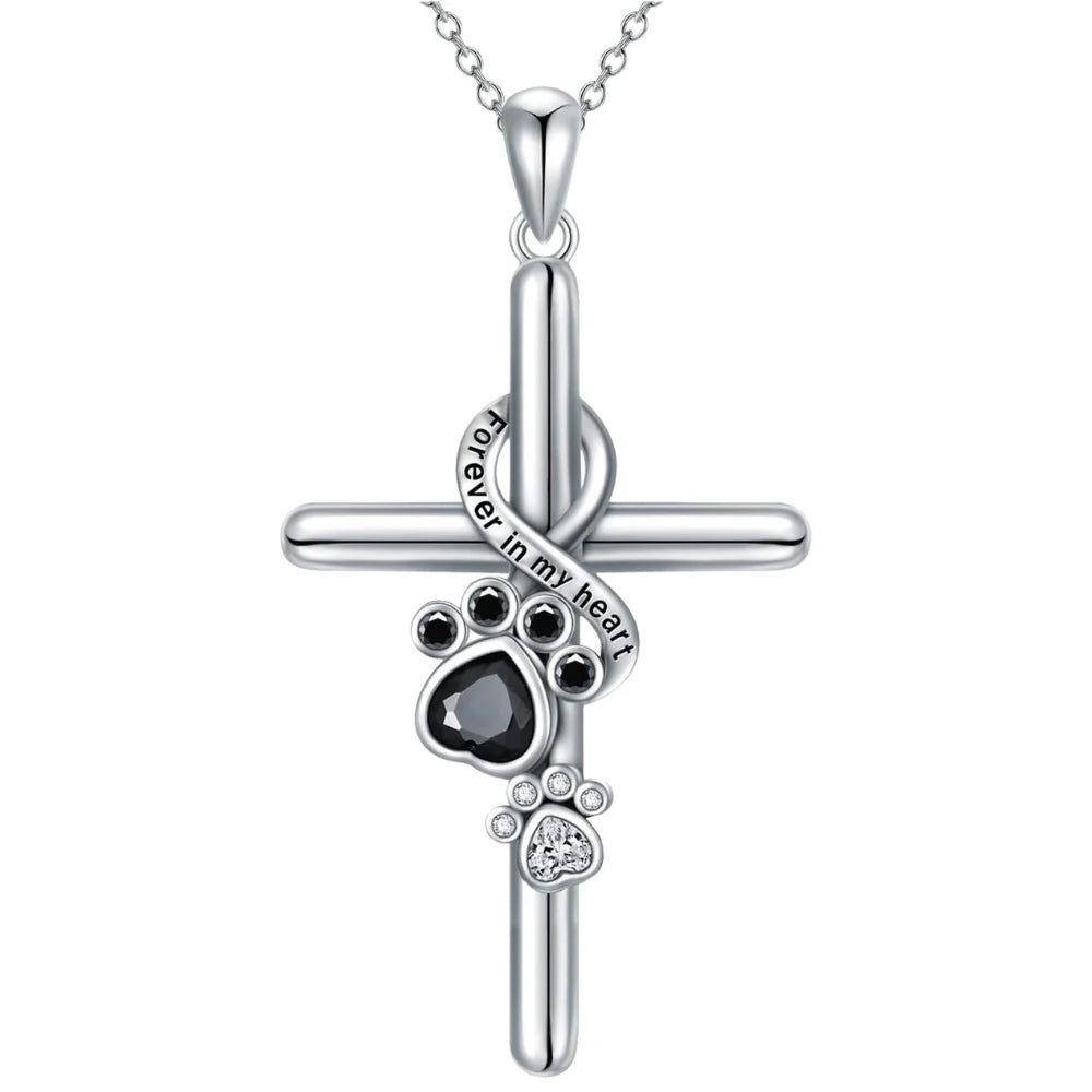 Evelyn – Paw & Cross Symbol Necklace for Pet Lovers